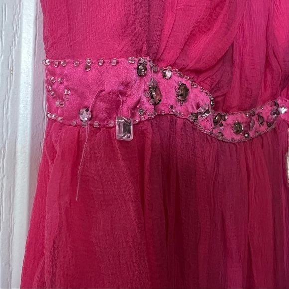 Spenser Jeremy Women's Tank Top Sleeveless Lined‎ Silk Embellished Pink M Bling - Picture 3 of 5